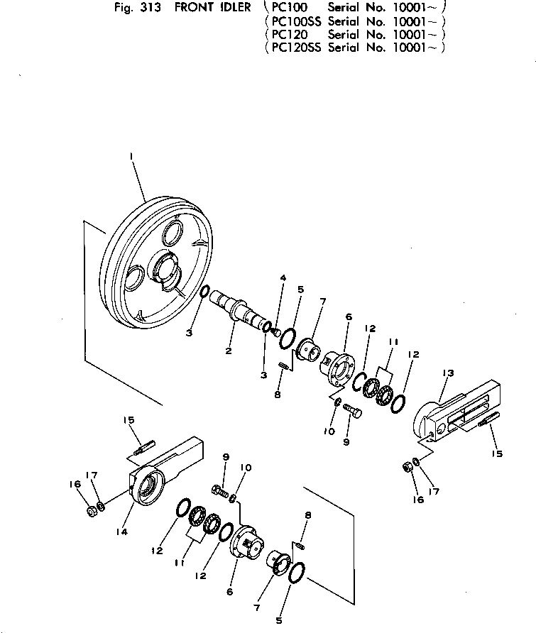Excavators Komatsu / PC120-1 S/N 10001-UP(pc120-9c) / FRONT IDLER(090030 : 313)