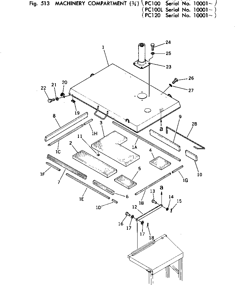 Excavators Komatsu / PC120-1 S/N 10001-UP(pc120-9c) / MACHINERY COMPARTMENT (3/4) (PC120)(150050 : 513)
