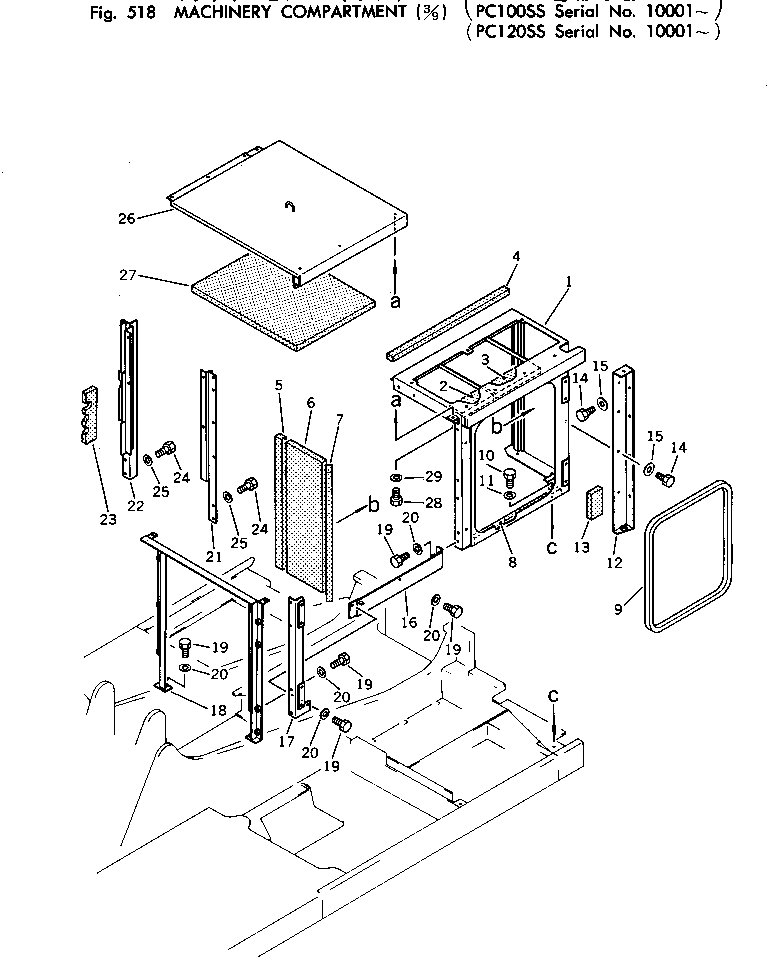 Excavators Komatsu / PC120-1 S/N 10001-UP(pc120-9c) / MACHINERY COMPARTMENT (3/9) (PC120SS)(150090 : 518)