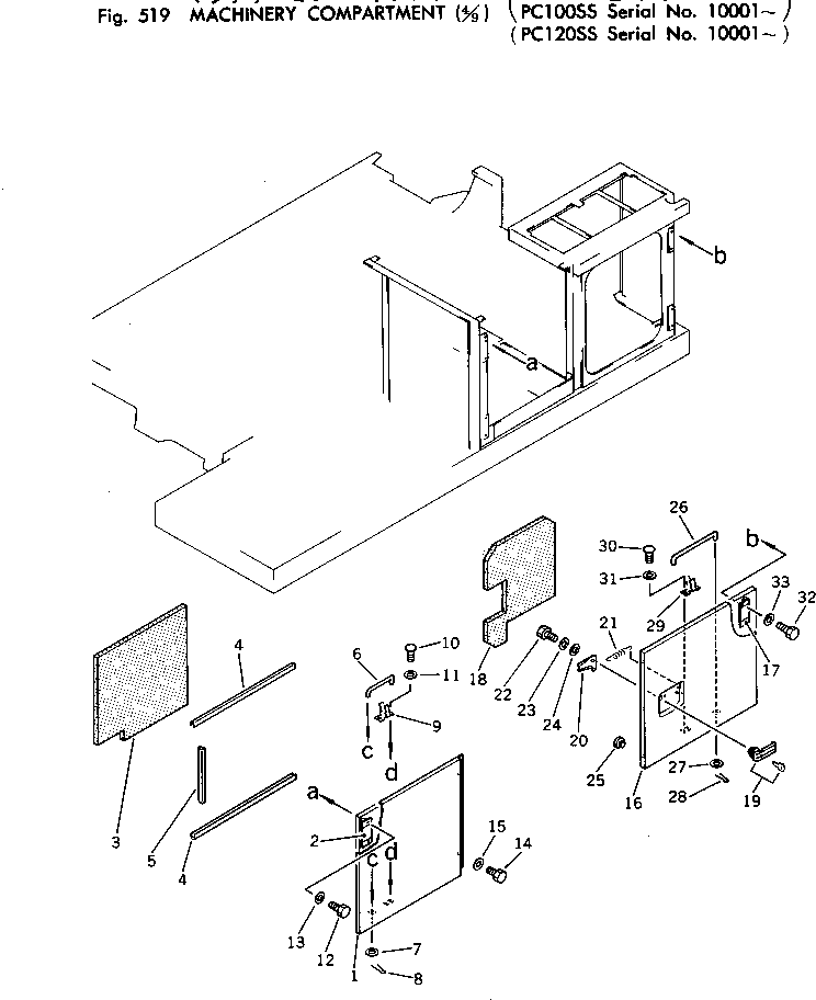Excavators Komatsu / PC120-1 S/N 10001-UP(pc120-9c) / MACHINERY COMPARTMENT (4/9) (PC120SS)(150100 : 519)