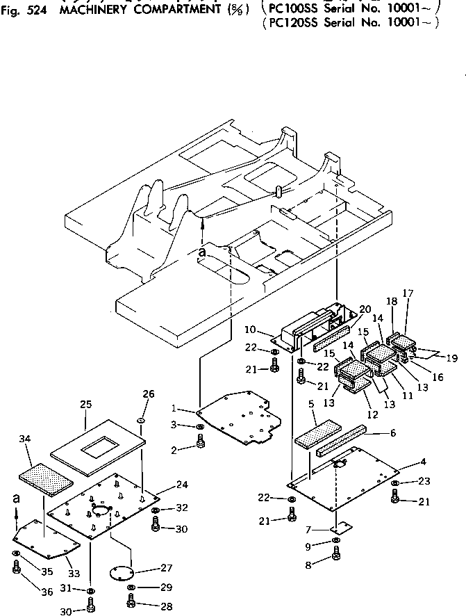 Excavators Komatsu / PC120-1 S/N 10001-UP(pc120-9c) / MACHINERY COMPARTMENT (8/9) (PC120SS)(150140 : 524)