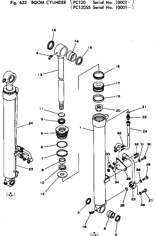Excavators Komatsu / PC120-1 S/N 10001-UP(pc120-9c) / BOOM CYLINDER(180120 : 632)