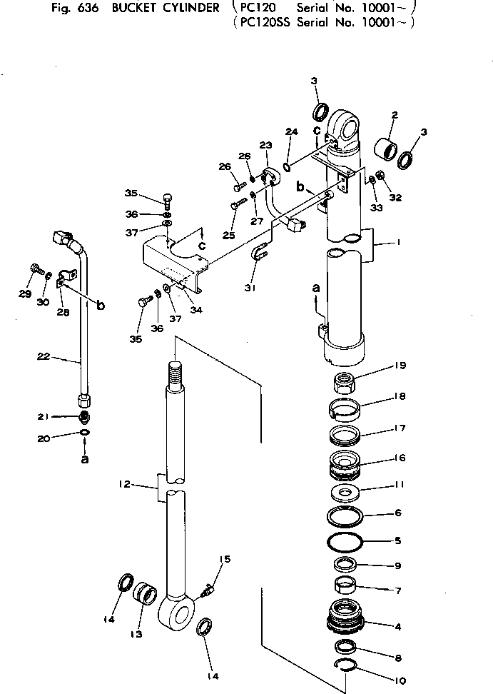 Excavators Komatsu / PC120-1 S/N 10001-UP(pc120-9c) / BUCKET CYLINDER(180140 : 636)