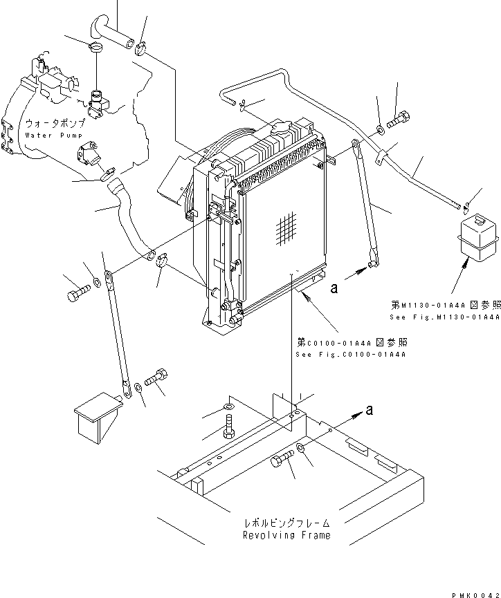 Komatsu parts book diagram for PC120-6H S/N 45001-UP: COOLING (PIPING AND MOUNTING)(#53011-57498)