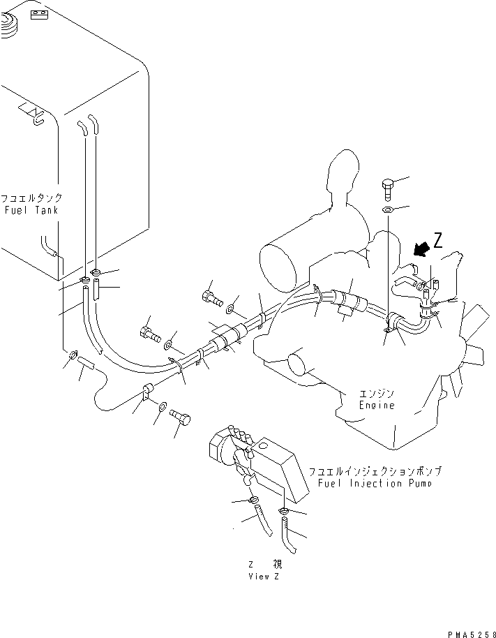 Komatsu parts book diagram for PC120-6H S/N 45001-UP: FUEL LINE(#45001-53010)