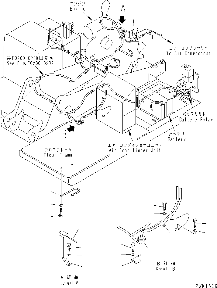 Komatsu parts book diagram for PC120-6H S/N 45001-UP: WIRING (CLAMP AND SENSOR) (RADIO CONTROL SPEC.)(#53272-64839)