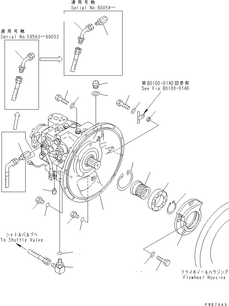 Komatsu parts book diagram for PC120-6H S/N 45001-UP: MAIN PUMP (PUMP ? FILLER AND COUPLING)(#57000-60748)