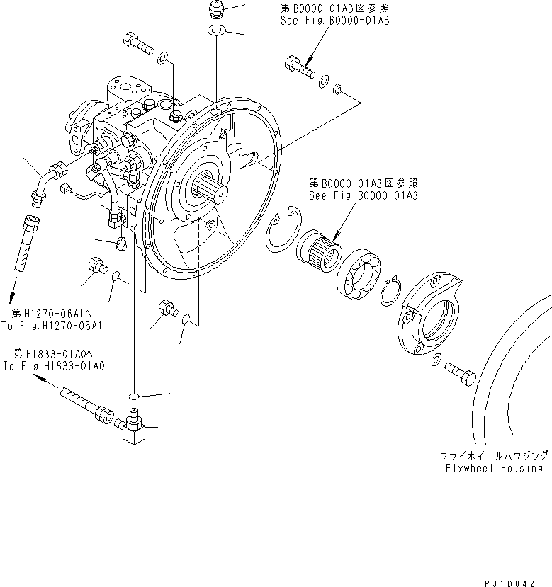 Komatsu parts book diagram for PC120-6H S/N 45001-UP: MAIN PUMP (PUMP ? FILLER AND COUPLING)(#65055-)