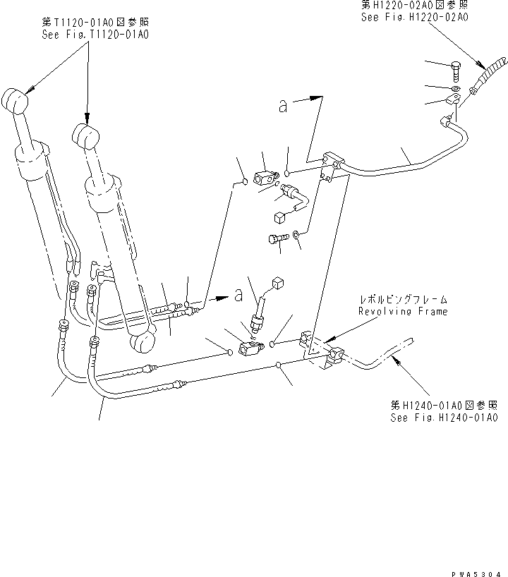 Komatsu parts book diagram for PC120-6H S/N 45001-UP: BOOM REVOLVING FRAME PIPING(#45001-64839)