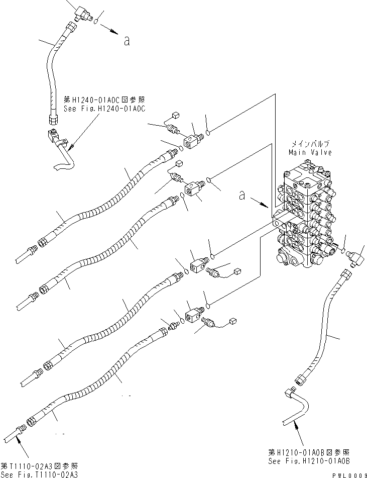 Komatsu parts book diagram for PC120-6H S/N 45001-UP: VALVE PIPING (BOOM ? ARM AND BUCKET)(#57000-64839)
