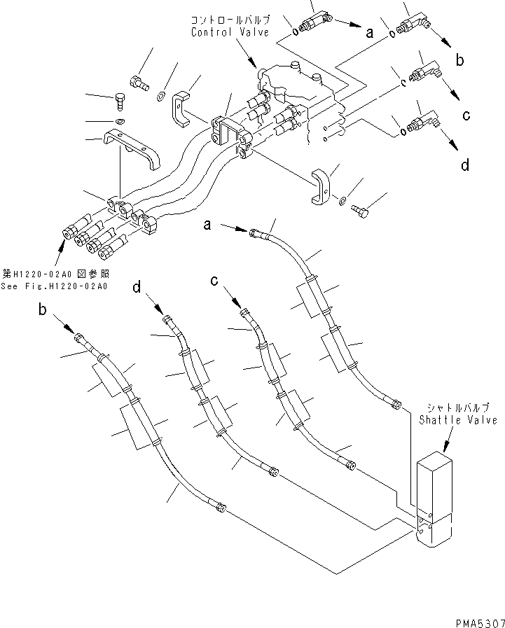 Komatsu parts book diagram for PC120-6H S/N 45001-UP: VALVE PIPING (HOSE AND CLAMP)(#45001-49820)