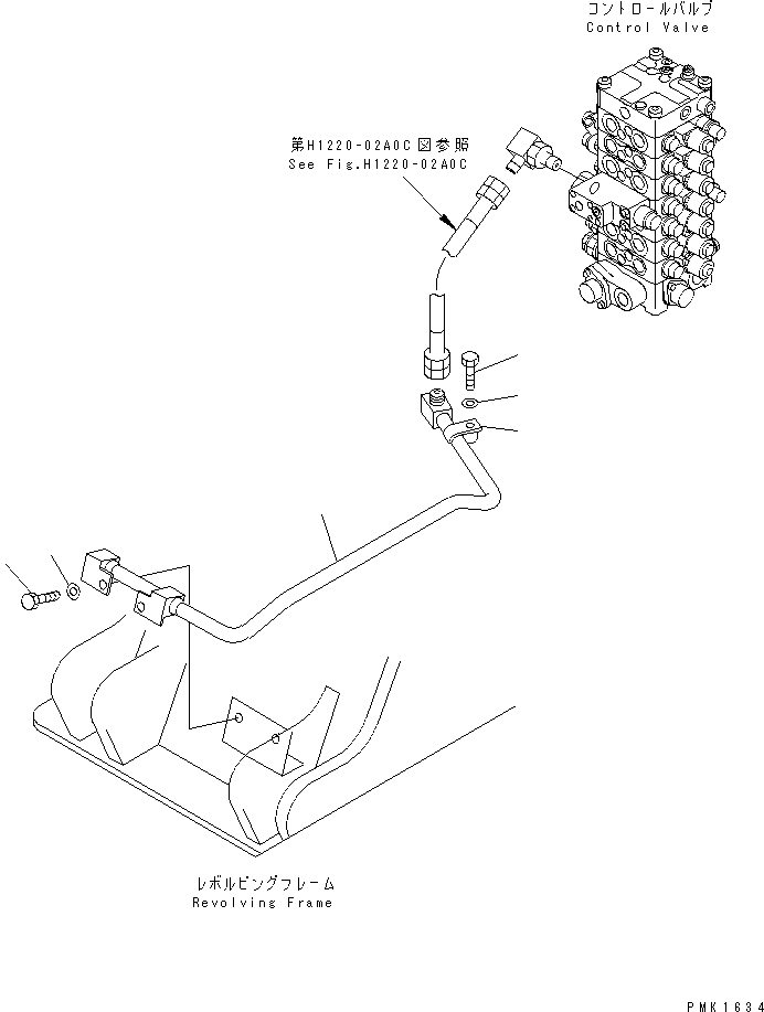 Komatsu parts book diagram for PC120-6H S/N 45001-UP: BOOM BOTTOM TUBE LINE(#57000-)