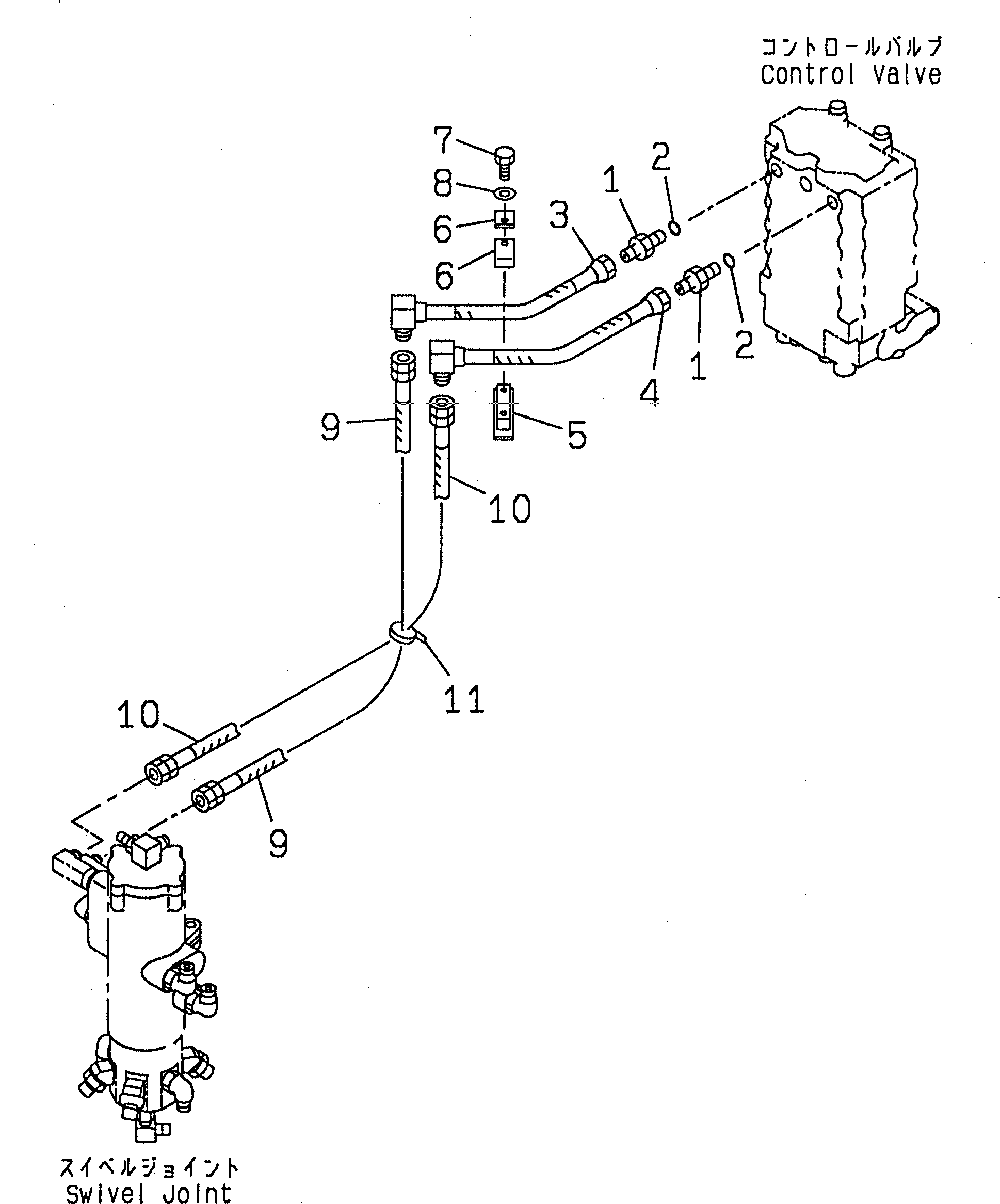 Komatsu parts book diagram for PC120-6H S/N 45001-UP: UPPER PIPING LINE (BLADE SPEC. OR TILTING SPEC.)(#45001-56999)