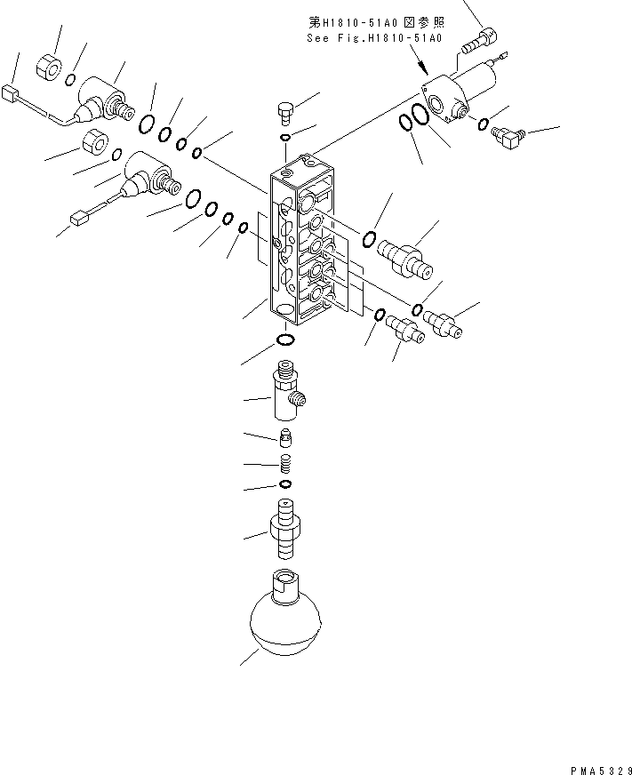 Komatsu parts book diagram for PC120-6H S/N 45001-UP: SOLENOID VALVE LINE (SOLENOID VALVE) (ATTACHMENT)(#45001-49820)