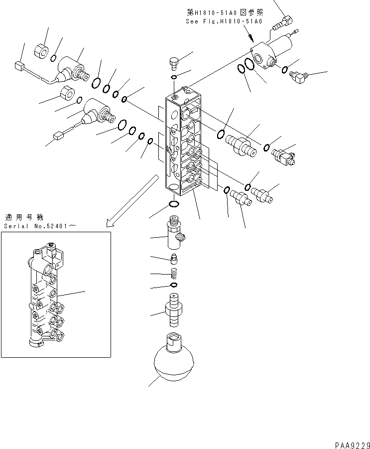 Komatsu parts book diagram for PC120-6H S/N 45001-UP: SOLENOID VALVE LINE (SOLENOID VALVE) (ATTACHMENT)(#50201-53010)