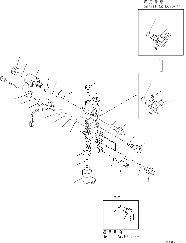 Komatsu parts book diagram for PC120-6H S/N 45001-UP: SOLENOID VALVE LINE (SOLENOID VALVE)(#57000-66114)