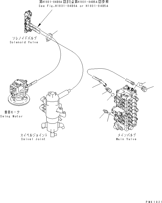 Komatsu parts book diagram for PC120-6H S/N 45001-UP: SOLENOID VALVE LINE (SOLENOID VALVE TO MAIN VALVE)(#57000-)