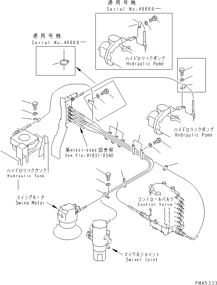 Komatsu parts book diagram for PC120-6H S/N 45001-UP: SOLENOID VALVE LINE (SOLENOID VALVE PIPING CLIP)(#45001-49820)