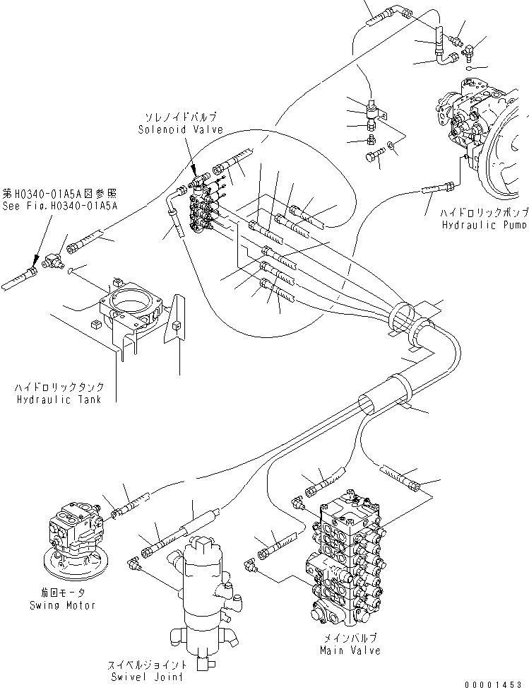 Komatsu parts book diagram for PC120-6H S/N 45001-UP: SOLENOID VALVE LINE (SOLENOID VALVE PIPING)(#66115-)