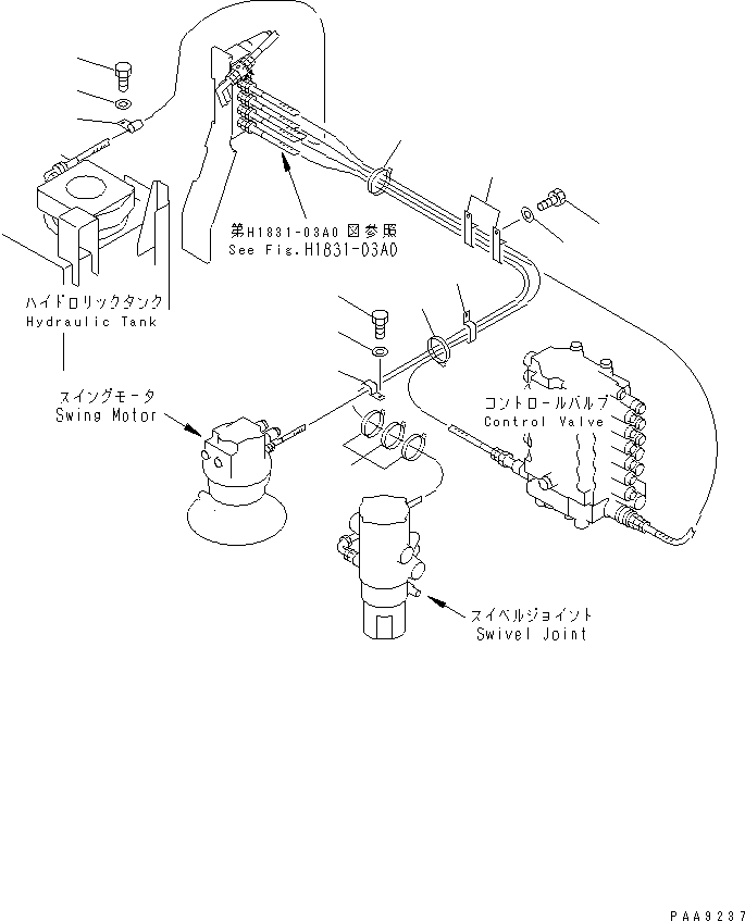 Komatsu parts book diagram for PC120-6H S/N 45001-UP: SOLENOID VALVE LINE (SOLENOID VALVE PIPING CLIP)(#52401-56999)