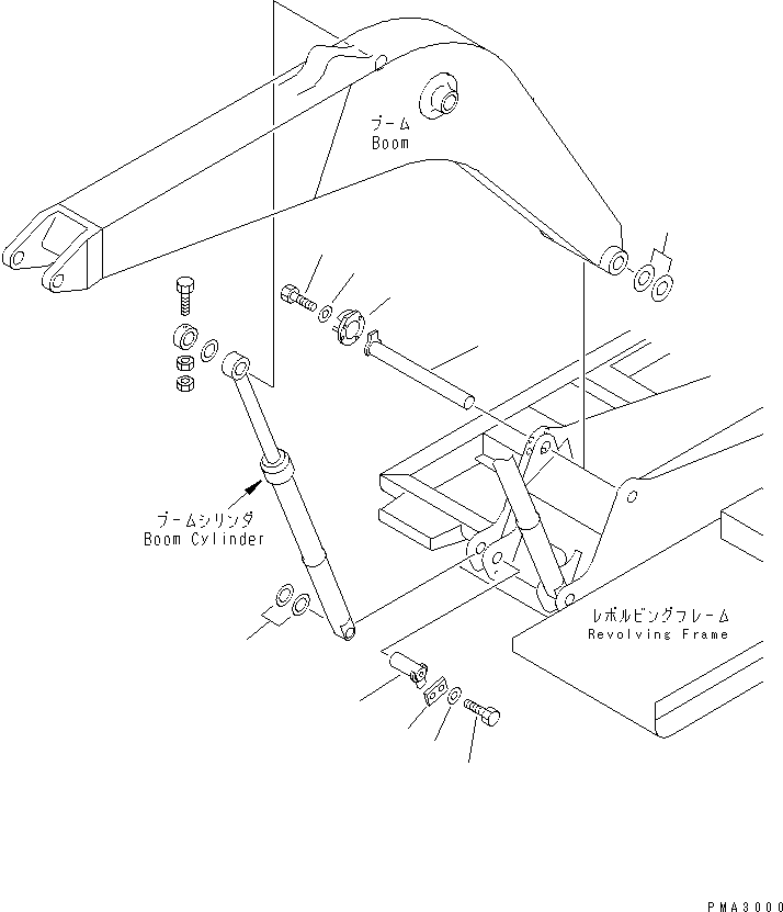 Komatsu parts book diagram for PC120-6H S/N 45001-UP: BOOM FOOT PIN(#45001-64839)