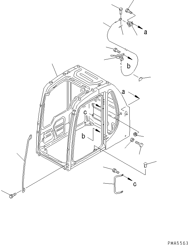 Komatsu parts book diagram for PC120-6H S/N 45001-UP: OPERATOR'S CAB (WITH GUARD) (CAB ? GRIP AND OPEN LOCK)(#57000-)