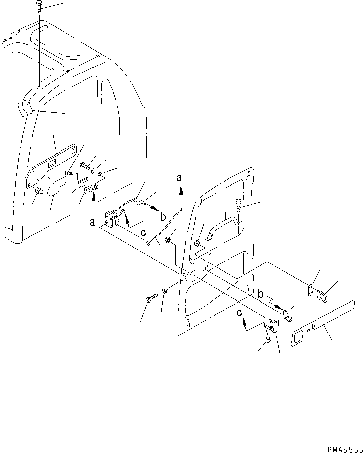 Komatsu parts book diagram for PC120-6H S/N 45001-UP: OPERATOR'S CAB (WITH AUTO PULL UP) (DOOR)(#45001-50200)