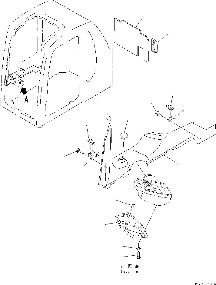 Komatsu parts book diagram for PC120-6H S/N 45001-UP: OPERATOR'S CAB (WITH AUTO PULL UP) (WITH GUARD) (PANEL COVER AND MONITOR SYSTEM)
