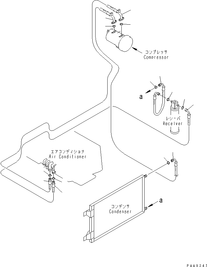 Komatsu parts book diagram for PC120-6H S/N 45001-UP: AIR CONDITIONER (FREON PIPING)(#53011-56999)