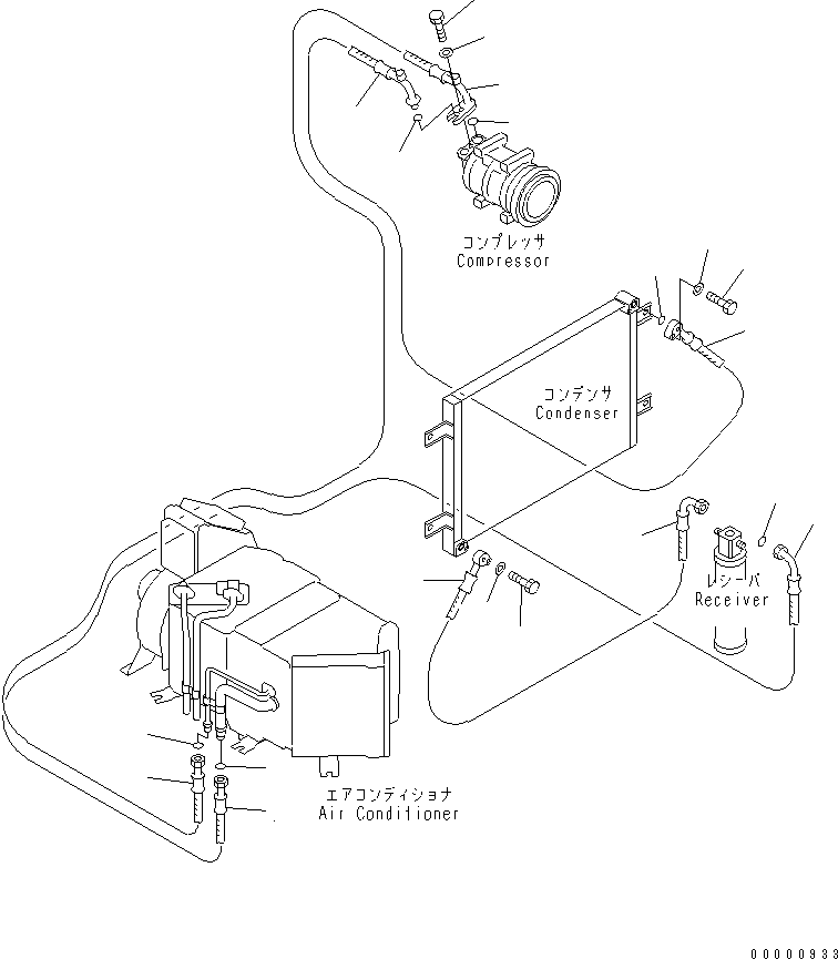 Komatsu parts book diagram for PC120-6H S/N 45001-UP: AIR CONDITIONER (FREON PIPING)(#57000-66114)