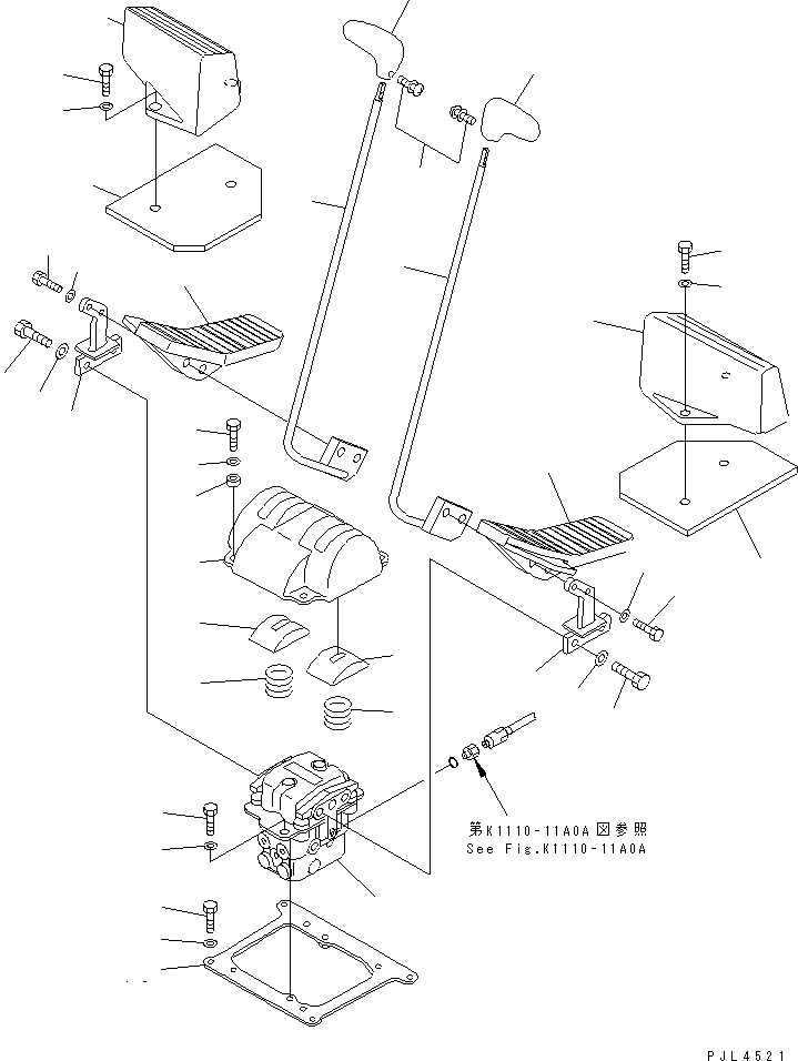 Komatsu parts book diagram for PC120-6H S/N 45001-UP: FLOOR FRAME (TRAVEL LEVER)(#63525-)