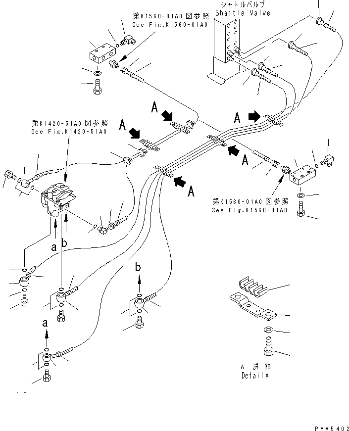 Komatsu parts book diagram for PC120-6H S/N 45001-UP: FLOOR (P.P.C. TRAVEL PIPING)(#45001-49820)