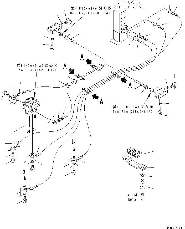 Komatsu parts book diagram for PC120-6H S/N 45001-UP: FLOOR (P.P.C. TRAVEL PIPING)(#50201-56999)