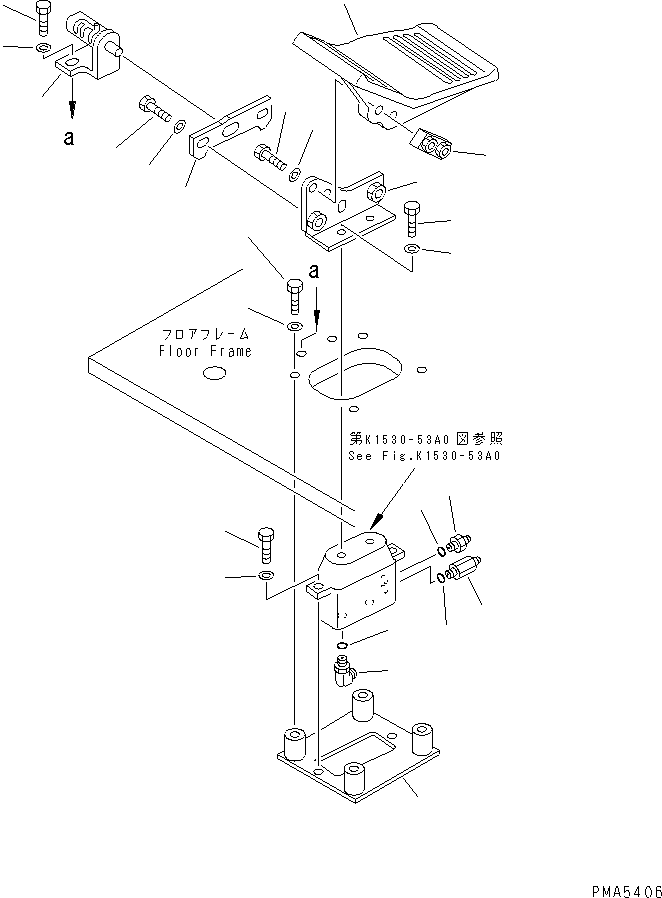 Komatsu parts book diagram for PC120-6H S/N 45001-UP: FLOOR (1-ACTUATER ATTACHMENT CONTROL PEDAL)(#45001-47570)