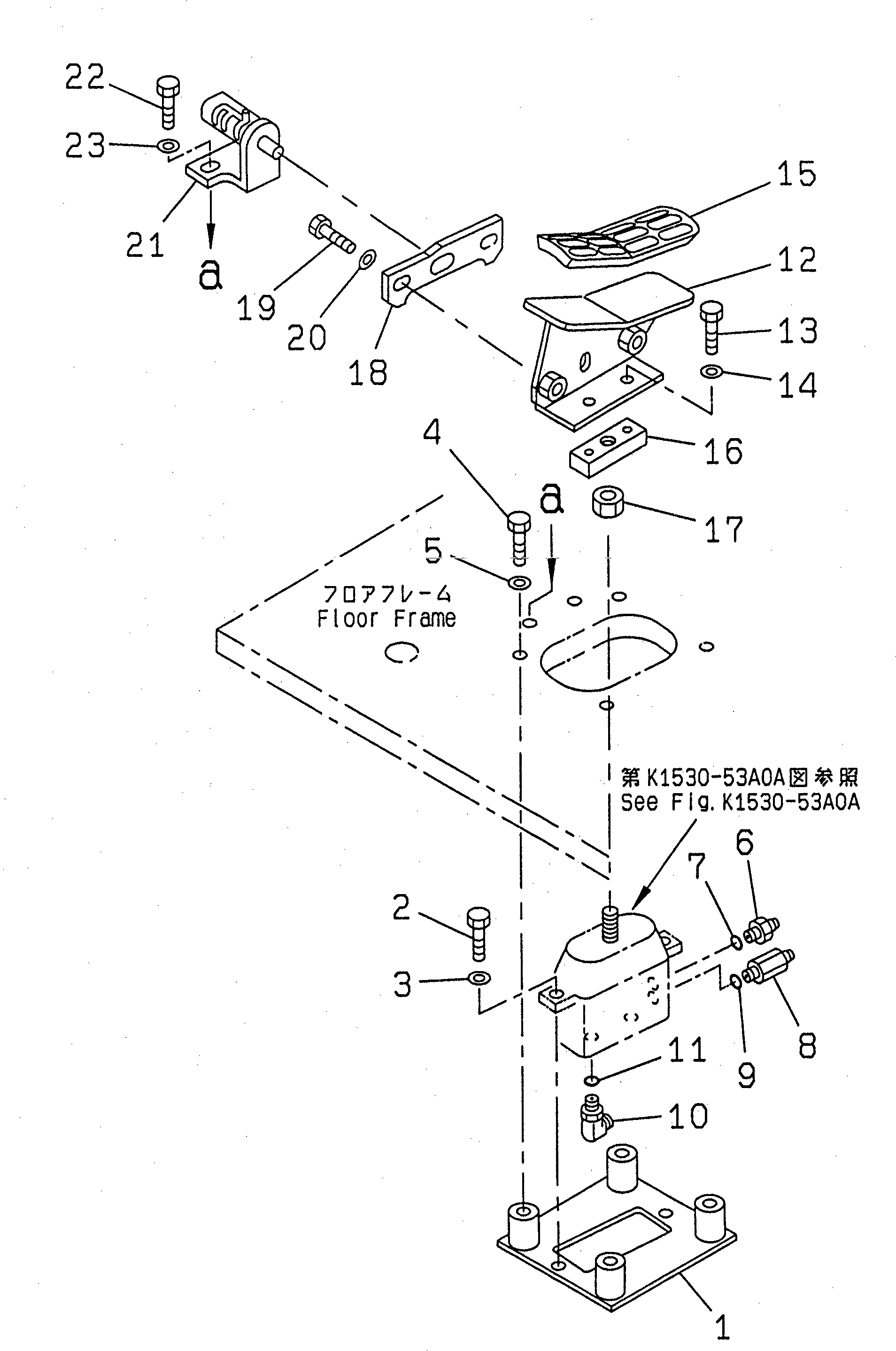 Komatsu parts book diagram for PC120-6H S/N 45001-UP: FLOOR (1-ACTUATER ATTACHMENT CONTROL PEDAL)(#47571-56999)