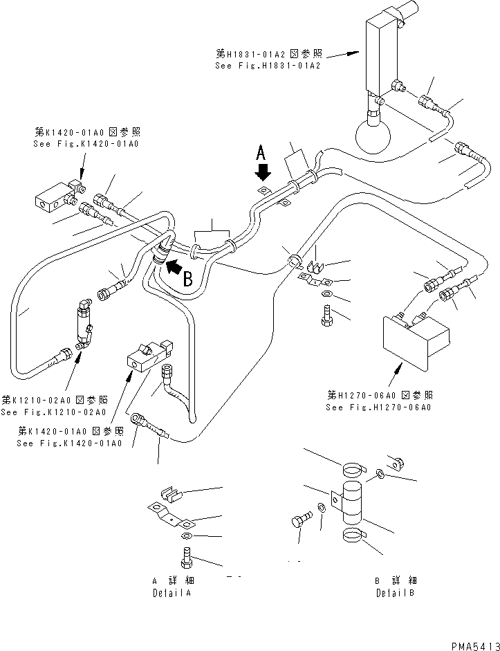 Komatsu parts book diagram for PC120-6H S/N 45001-UP: FLOOR (P.P.C. TRAVEL BLOCK PIPING) (ELECTRICAL)(#45001-56999)