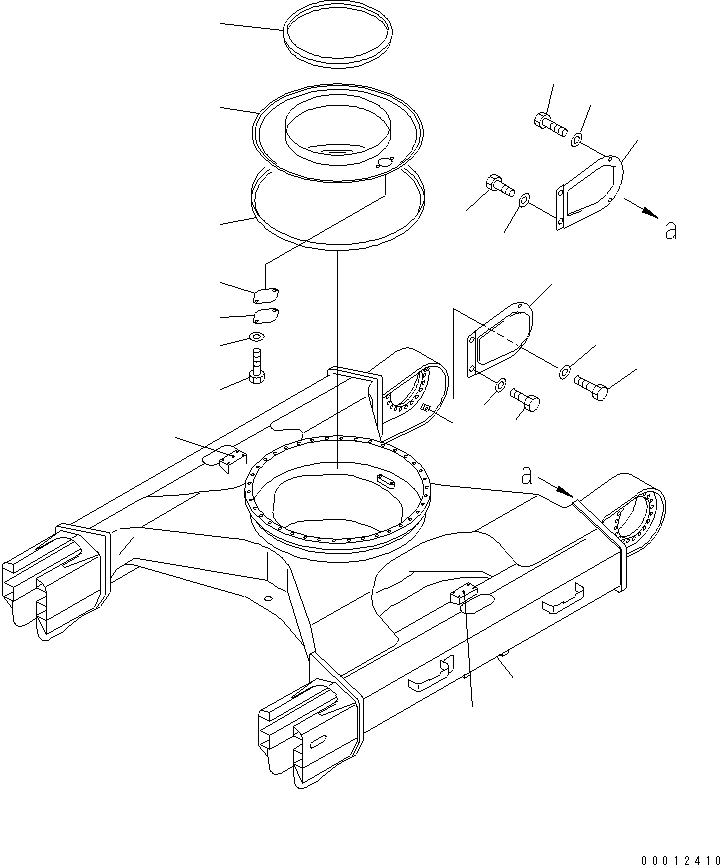 Komatsu parts book diagram for PC120-6H S/N 45001-UP: TRACK FRAME (WITH CENTER GUARD)(#57000-)