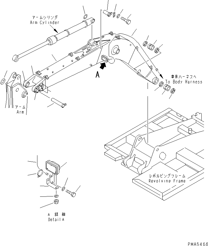 Komatsu parts book diagram for PC120-6H S/N 45001-UP: BOOM (BOOM ? WORK LAMP AND PIN)(#45001-52400)