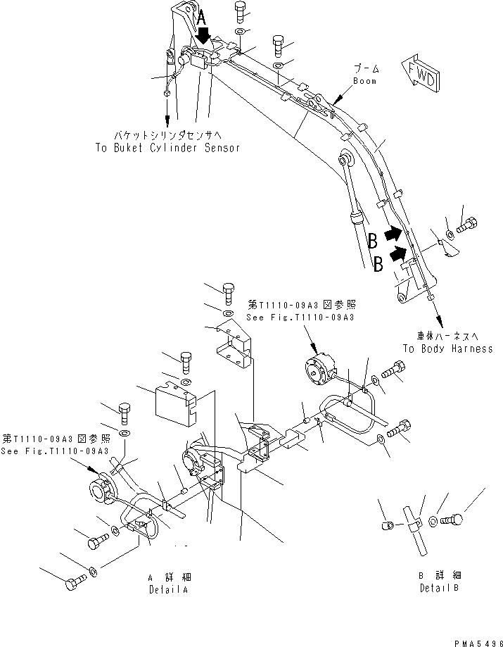 Komatsu parts book diagram for PC120-6H S/N 45001-UP: BOOM (WIRING HARNESS)(#45001-64839)