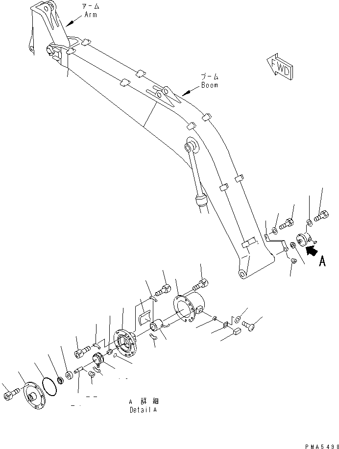 Komatsu parts book diagram for PC120-6H S/N 45001-UP: BOOM (SENSOR AND SENSOR LEVER) (BOOM FOOT SIDE)(#45001-64839)