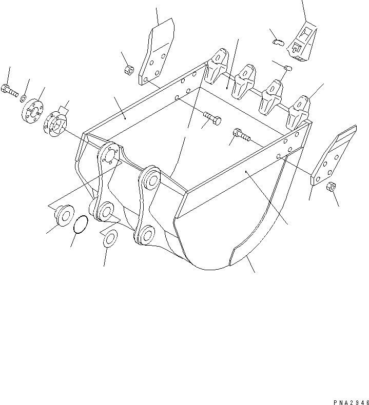 Komatsu parts book diagram for PC120-6H S/N 45001-UP: BUCKET ? 0.36M3 (CECE 0.33M3) 700MM (VERTICAL PIN TYPE)