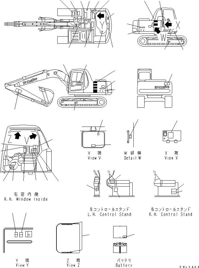 Komatsu parts book diagram for PC120-6H S/N 45001-UP: MARK AND PLATES (JAPANESE) (HYPER GX.)(#61626-)