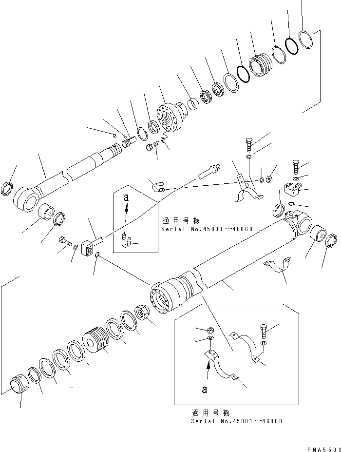 Komatsu parts book diagram for PC120-6H S/N 45001-UP: ARM CYLINDER(#45001-49820)