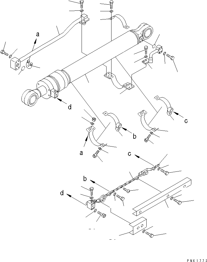 Komatsu parts book diagram for PC120-6H S/N 45001-UP: BUCKET CYLINDER (2/2) (FOR HYPER GX)(LONG GREASING TYPE)(#57000-64839)