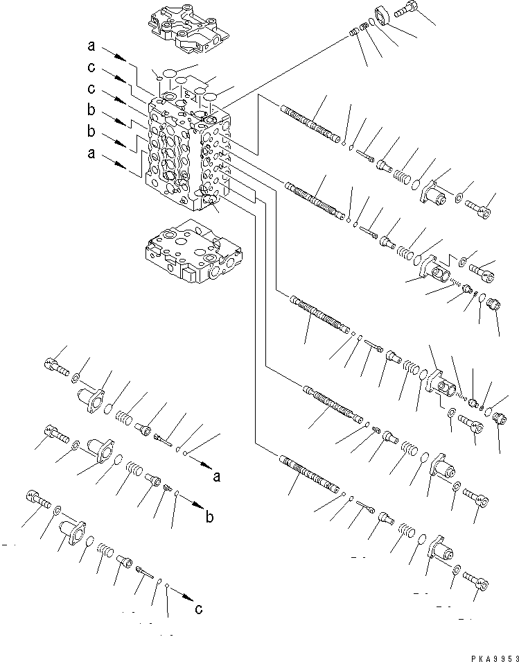 Komatsu parts book diagram for PC120-6H S/N 45001-UP: MAIN VALVE (1/8)(#52401-56999)