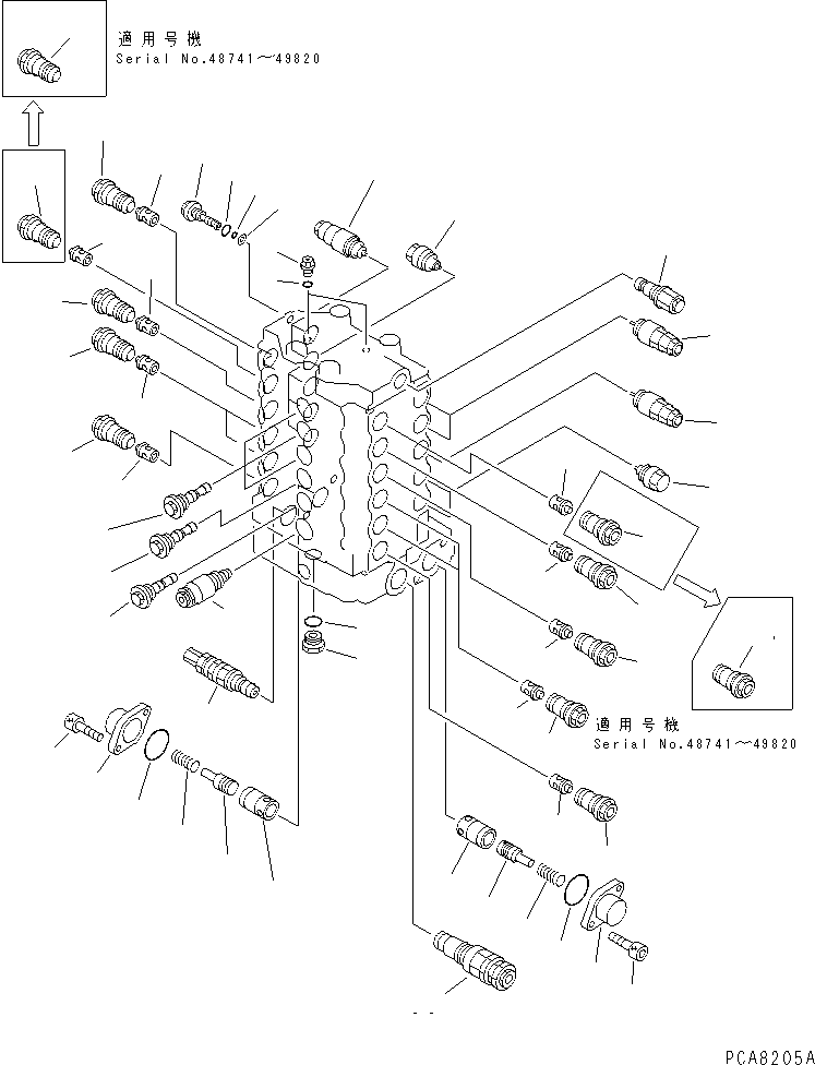 Komatsu parts book diagram for PC120-6H S/N 45001-UP: MAIN VALVE (2-ACTUATOR) (3/10)(#45001-49820)