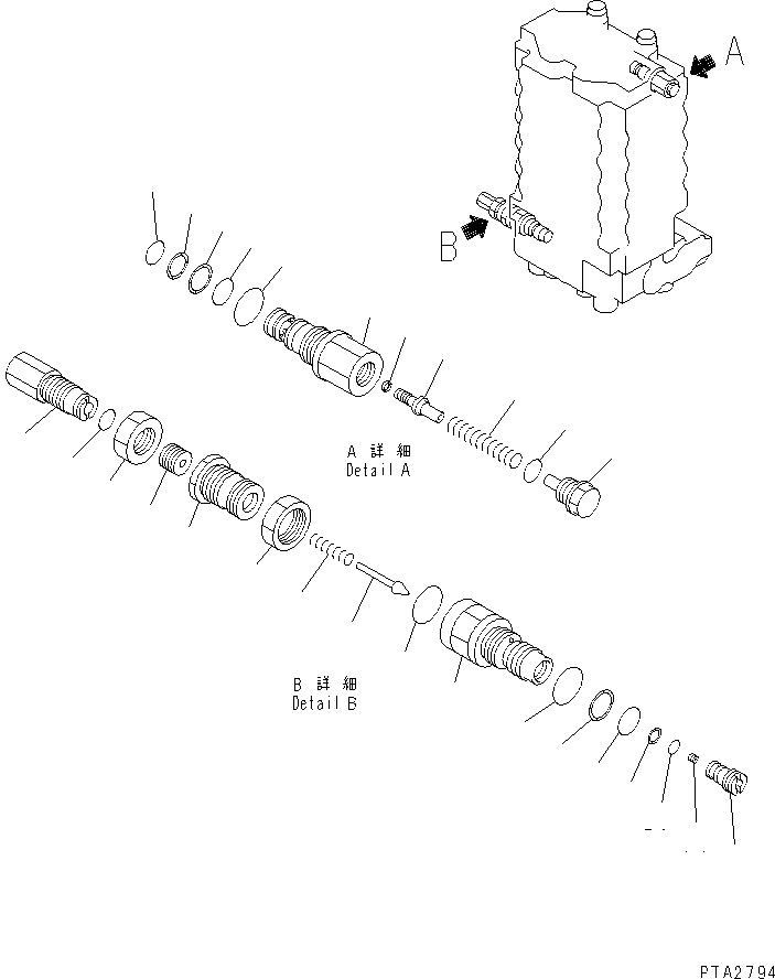 Komatsu parts book diagram for PC120-6H S/N 45001-UP: MAIN VALVE (2-ACTUATOR) (6/10)(#45001-49820)