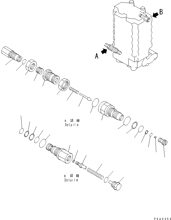 Komatsu parts book diagram for PC120-6H S/N 45001-UP: MAIN VALVE (1-ACTUATOR) (6/10)(#50201-53010)