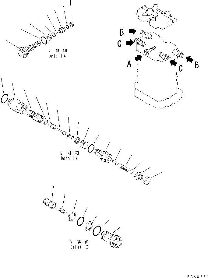 Komatsu parts book diagram for PC120-6H S/N 45001-UP: MAIN VALVE (1-ACTUATOR) (10/10)(#45001-49820)