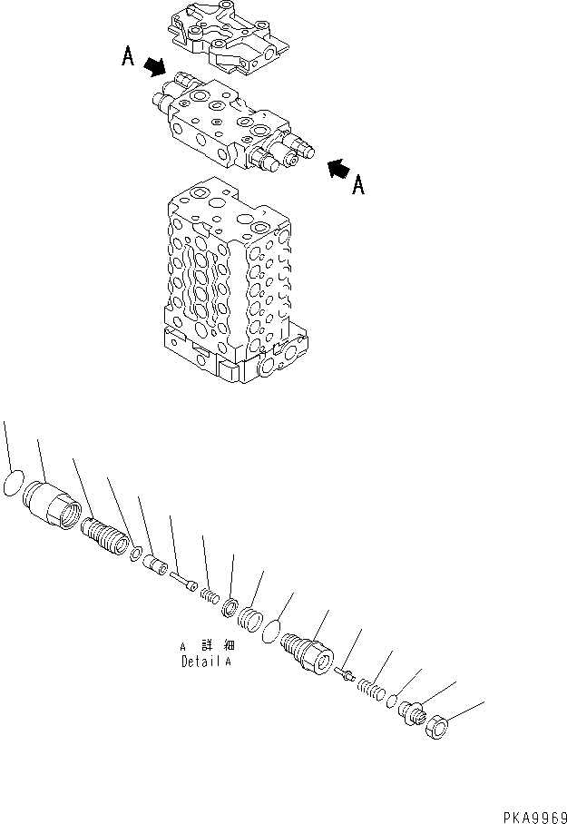 Komatsu parts book diagram for PC120-6H S/N 45001-UP: MAIN VALVE (1-ACTUATOR) (10/10)(#49821-50200)